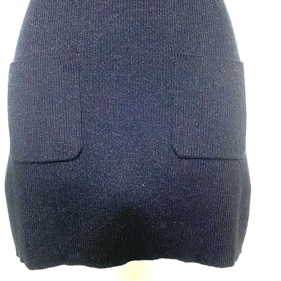 INC cowl neck cuffed short sleeve BLACK sparkly sweater with front pockets - Picture 5 of 11